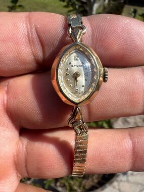Baylor Swiss Made Manual Wind Cocktail  Gold-Tone Vintage Bracelet Watch